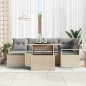 vidaXL Set di divani da giardino 7 pezzi con cuscini beige in rattan sintetico