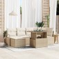 vidaXL Set di divani da giardino 7 pezzi con cuscini beige in rattan sintetico