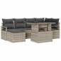 vidaXL Set Divano da Giardino 7 Pezzi con Cuscini Grigio Chiaro in Polyrattan