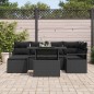 vidaXL Set da giardino 7 pezzi con cuscini neri in poly rattan vidaXL Set da giardino 7 pezzi con cuscini neri in poly rattan