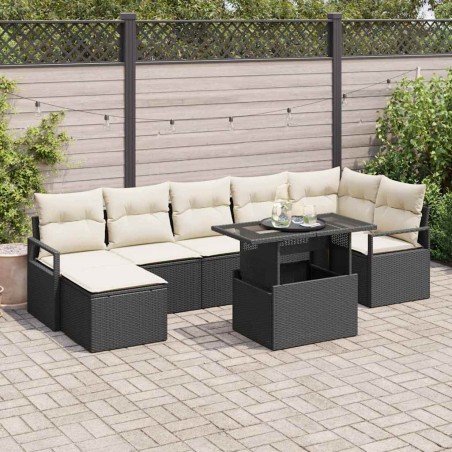 vidaXL Set di Divani da Giardino 8 Pezzi con Cuscini in Rattan Sintetico Nero