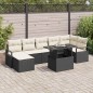 vidaXL Set di Divani da Giardino 8 Pezzi con Cuscini in Rattan Sintetico Nero