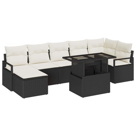 vidaXL Set di Divani da Giardino 8 Pezzi con Cuscini in Rattan Sintetico Nero
