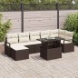 vidaXL Set Divano da Giardino in 8 Pezzi con Cuscini in Rattan e Poliestere Marrone