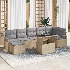 vidaXL Set di divani da giardino 8 pezzi con cuscini in rattan sintetico beige