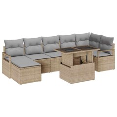 vidaXL Set di divani da giardino 8 pezzi con cuscini in rattan sintetico beige