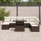 vidaXL Set da Giardino 9 Pezzi con Cuscini in Poly Rattan Marrone