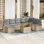 vidaXL Set di divani da giardino a 9 pezzi con cuscini beige in rattan sintetico
