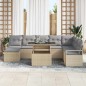 vidaXL Set di divani da giardino a 9 pezzi con cuscini beige in rattan sintetico