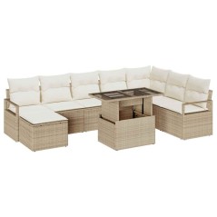 vidaXL Set da Giardino 9 Pezzi con Cuscini Beige in Rattan Sintetico