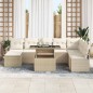 vidaXL Set da Giardino 9 Pezzi con Cuscini Beige in Rattan Sintetico