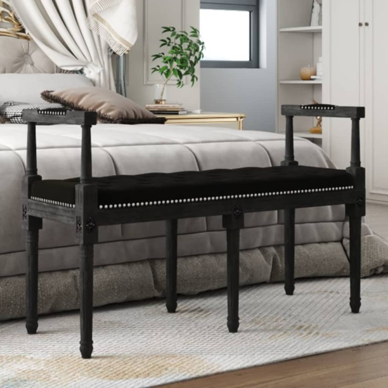 Panca Nera 110x40x70 cm in Velluto Panca Nera 110x40x70 cm in Velluto