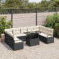 vidaXL Set di divani da giardino da 10 pezzi con cuscini in polirattan nero