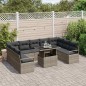 vidaXL Set divani da giardino a 10 pezzi con cuscini grigi in rattan sintetico vidaXL Set divani da giardino a 10 pezzi con cuscini grigi in rattan sintetico