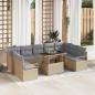 vidaXL Set da Giardino in 10 Pezzi con Cuscini Beige in Polyrattan