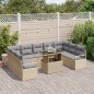 vidaXL Set da Giardino in 10 Pezzi con Cuscini Beige in Polyrattan
