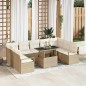 vidaXL Set di divani da giardino 10 pezzi con cuscini beige in rattan sintetico