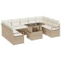 vidaXL Set di divani da giardino 10 pezzi con cuscini beige in rattan sintetico