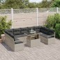 vidaXL Set da Giardino da 10 Pezzi con Cuscini Grigio Chiaro in Polyrattan