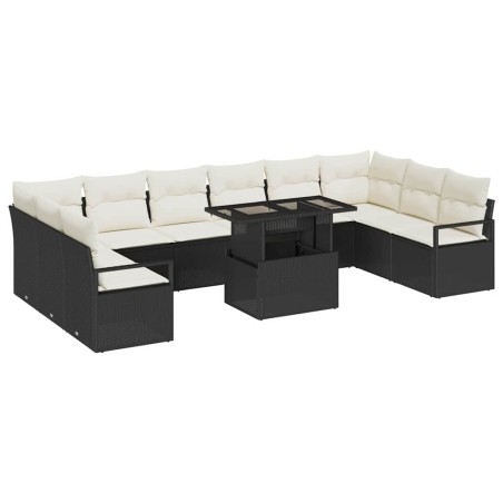 vidaXL Set di divani da giardino da 11 pezzi con cuscini in rattan sintetico nero