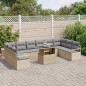 vidaXL Set Divano da Giardino 11 Pezzi con Cuscini Beige in Rattan Sintetico vidaXL Set Divano da Giardino 11 Pezzi con Cuscini Beige in Rattan Sintetico