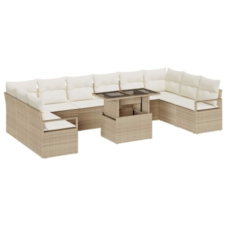 vidaXL Set da Giardino di 11 Pezzi con Cuscini Beige in Rattan Sintetico