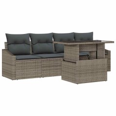 vidaXL Set di divano modulare da giardino 5 pezzi con cuscini grigi in polirattan