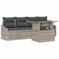 vidaXL Set da giardino 5 pezzi con cuscini grigio chiaro in rattan sintetico