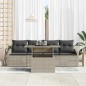 vidaXL Set da giardino 5 pezzi con cuscini grigio chiaro in rattan sintetico