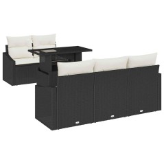 vidaXL Set di divani da giardino in 6 pezzi con cuscini neri in rattan polietilene