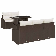 vidaXL Set di divani da giardino da 6 pezzi con cuscini marroni in rattan sintetico.