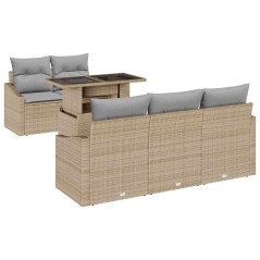 vidaXL Set Divano da Giardino 6 Pezzi con Cuscini Beige in Rattan Sintetico