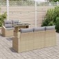 vidaXL Set Divano da Giardino 6 Pezzi con Cuscini Beige in Rattan Sintetico