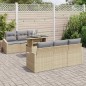 vidaXL Set di divani da giardino da 7 pezzi con cuscini in rattan sintetico beige