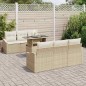 vidaXL Set di divani da giardino 7 pezzi con cuscini in rattan beige