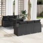vidaXL Set di divani da giardino 7 pezzi con cuscini neri in rattan sintetico