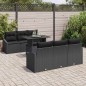 vidaXL Set di divani da giardino 7 pezzi con cuscini neri in rattan sintetico