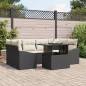 vidaXL Set di divani da giardino 7 pezzi con cuscini in rattan PE nero