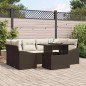 vidaXL Set di divani da giardino 7 pezzi con cuscini marroni in rattan sintetico