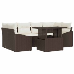 vidaXL Set di divani da giardino 7 pezzi con cuscini marroni in rattan sintetico