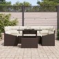 vidaXL Set di divani da giardino 7 pezzi con cuscini marroni in rattan sintetico