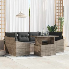 vidaXL Set di divani da giardino a 7 pezzi con cuscini grigi