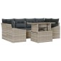 vidaXL Set di divani da giardino da 7 pezzi con cuscini grigio chiaro in rattan sintetico