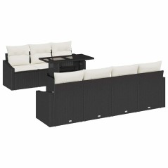 vidaXL Set Divano da Giardino 8 Pezzi con Cuscini Neri in Rattan Sintetico