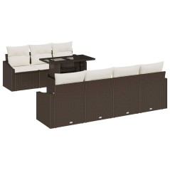vidaXL Set di divani da giardino a 8 pezzi con cuscini marroni in rattan sintetico