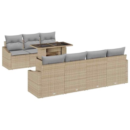 vidaXL Set da Giardino 8 Pezzi con Cuscini Beige in Rattan Sintetico