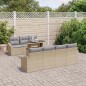 vidaXL Set da Giardino 8 Pezzi con Cuscini Beige in Rattan Sintetico