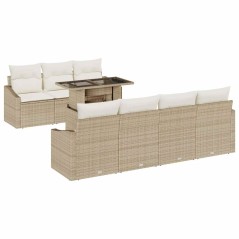 vidaXL Set di Sofà da Giardino 8 Pezzi con Cuscini Beige in Rattan Sintetico