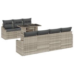 vidaXL Set divani giardino 8 pezzi con cuscini grigio chiaro in rattan sintetico