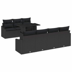 vidaXL Set divano da giardino 8 pezzi con cuscini rattan nero